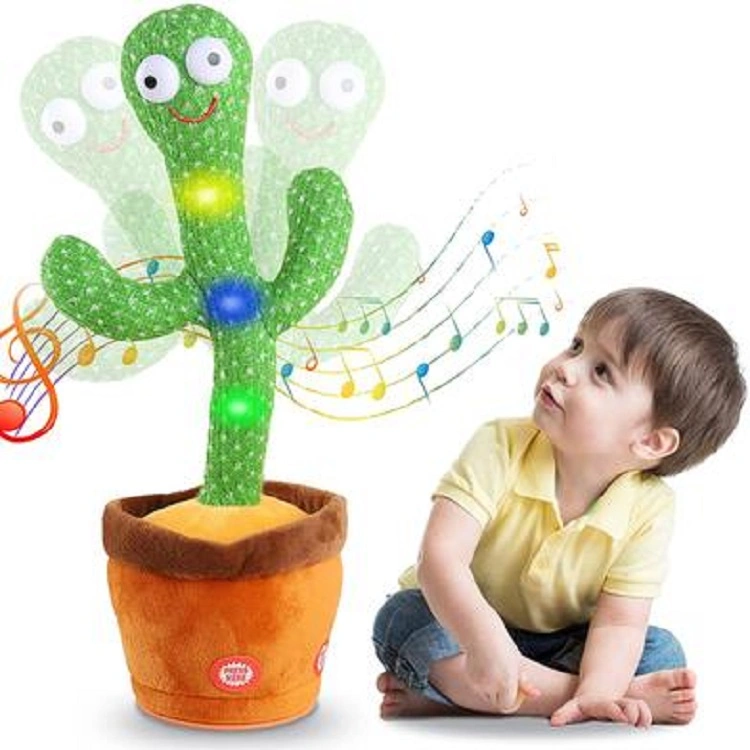 Kids Dancing Talking Cactus Toys Singing Mimicking Recording Repeating What You Say Cactus Plush Toy with 120 Song Dancing Smart