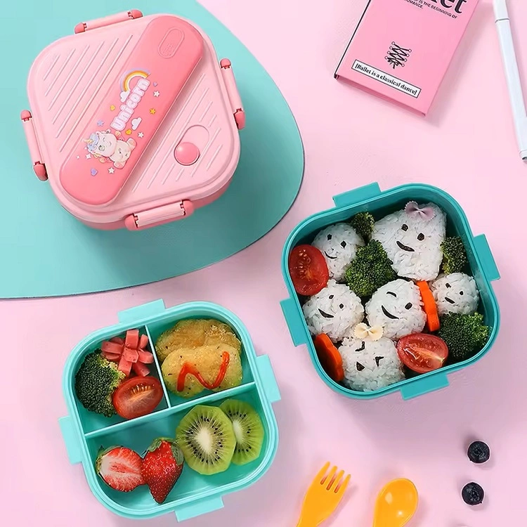 Food Storage Container Portable Compartment Fruit Box Children's School Taper Microwave With Fork And Spoon Picnic 850ml